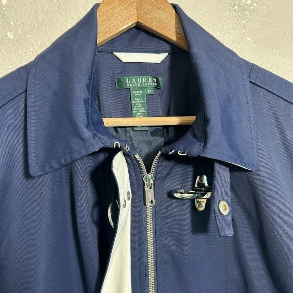 LRL Ralph Lauren Fireman Clasp Jacket Womens 2X Navy Nautical Lobster Coastal